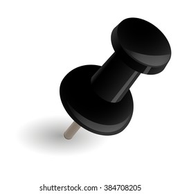 black pin needle with shadow on white background