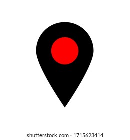 icono de punto de pin negro. símbolo de ubicación del mapa aislado en fondo blanco. ilustración vectorial