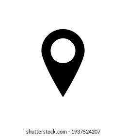 black pin point icon. map location symbol isolated on white background. vector illustration