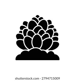 Black pine cone vector illustration. evergreen tree seed. natural plant component. symbol of nature and winter holidays. flat icon design.