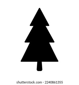 Silueta de pino negro o de árbol de abetos, ilustración de un objeto aislado en forma de doodle plano. Clipart de la naturaleza. Bosque paisajístico al aire libre o elemento de diseño de parque. Forma de planta simple. Icono de árbol o logotipo.