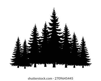 Black pine forest silhouette trees