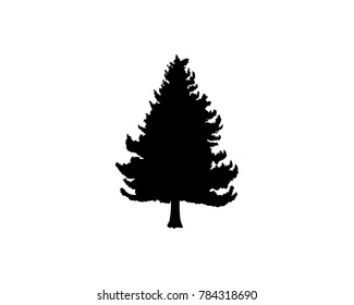 Black Pine Tree Illustration Vector Logo Silhouette