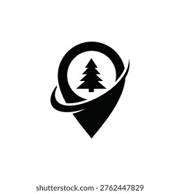 A black pine tree logo design