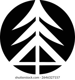 Black pine tree silhouette logo design for branding and business
