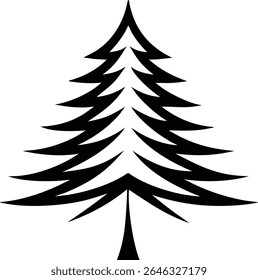 Black pine tree silhouette logo design with transparent background