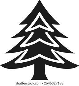 Black pine tree silhouette logo for nature and eco-friendly designs