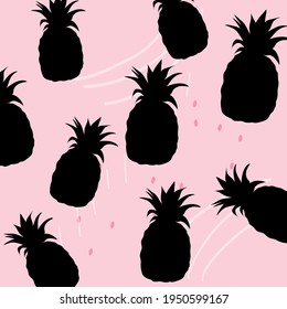 Black Pineapple Background. Cute vector pineapple vector illustration EPS10