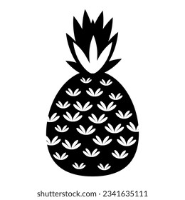 Black pineapple icon cartoon vector. Tropical fruit. Slice food