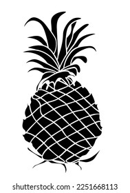 Black pineapple icon. Vector illustration isolated on white background.