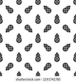 Black pineapple seamless pattern background.