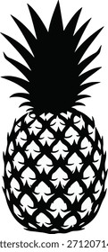 Icono de silueta de piña negra: Símbolo de Vector simple de fruta tropical para jugo, refresco, comida exótica, cóctel y diseño de verano
