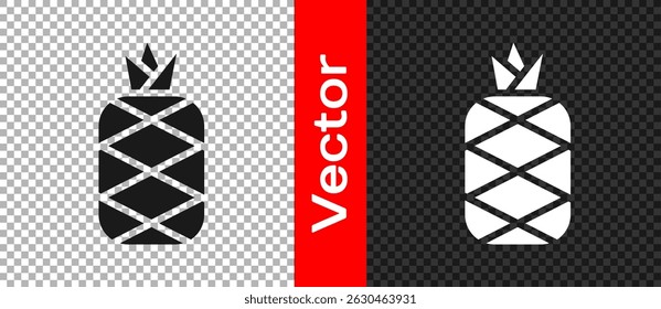 Black Pineapple tropical fruit icon isolated on transparent background.  Vector