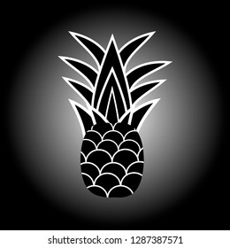 black pineapple vector icon for t-shirt print and other uses