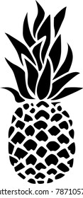 A black pineapple Vector illustration on a transparent background.