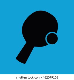 Black ping pong icon vector. Blue background