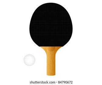 Black Ping Pong Paddle and Ball - Vector Illustration. (high resolution JPEG also available).