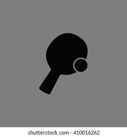 Black ping pong vector icon. Gray background