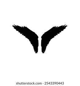 Black and Pinion wings of bird isolated on white background, Vector. Falcon Eagle Bird Logo Template vector icon, black wings animal wings, bird, bat and fly