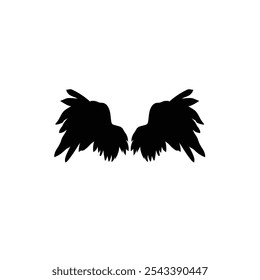 Black and Pinion wings of bird isolated on white background, Vector. Falcon Eagle Bird Logo Template vector icon, black wings animal wings, bird, bat and fly