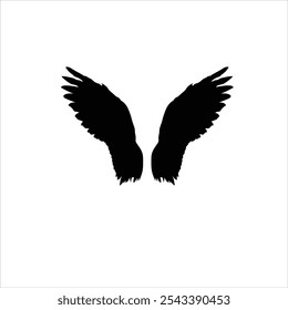 Black and Pinion wings of bird isolated on white background, Vector. Falcon Eagle Bird Logo Template vector icon, black wings animal wings, bird, bat and fly