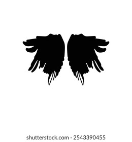 Black and Pinion wings of bird isolated on white background, Vector. Falcon Eagle Bird Logo Template vector icon, black wings animal wings, bird, bat and fly