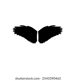 Black and Pinion wings of bird isolated on white background, Vector. Falcon Eagle Bird Logo Template vector icon, black wings animal wings, bird, bat and fly