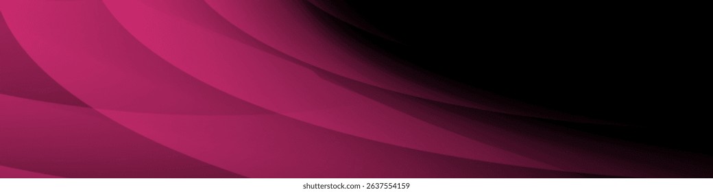 Black and pink abstract banner with geometric pattern and gradient shades, dynamic curve shapes	