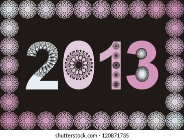 black and pink abstract frame for 2013 year with laces