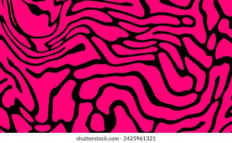 Black and pink abstract geometric distorted pattern. Psychedelic op art style.