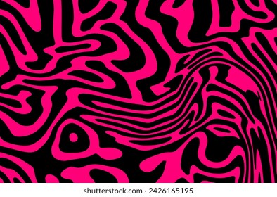 Schwarzes und rosa abstraktes geometrisches verzerrtes Muster. Psychedelischer Opt-Art-Stil.
