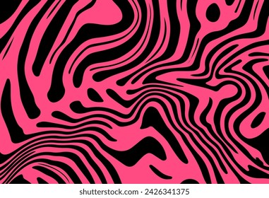 Black and pink abstract geometric distorted pattern. Psychedelic op art style.