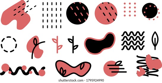 Black and pink abstraction with plant elements.