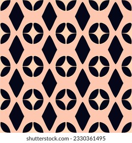 Black and pink art deco pattern stands out against a pink backdrop. This abstract and repeating fabric pattern exudes a bold and vibrant energy.