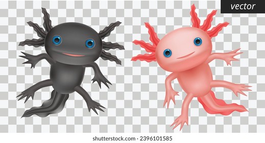 
black and pink axolotl vector 3D volume art beautiful pictures transparent background