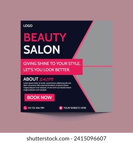 Black and pink Beauty and spa salon social media post banner ad and skin care Center website banner ads design suitable for Makeup Social media post Banner Square Flyer Template Design