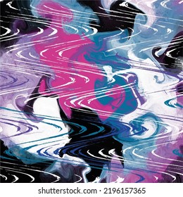 Black pink and blue abstract swirl oil paint background with white and blue curvy line on top vector illustration wallpaper