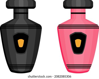 Black and pink bottle, illustration, vector on a white background.