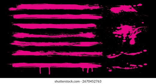 Negro Pincel de color rosa Patrón de coche Etiqueta engomada Anuncio Deportivo Línea abstracta Rosa Combinación de color negro Patrón de pincel grunge Diseño de carreras de automovilismo moderno