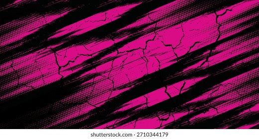 Black pink brush pattern car sticker, banner, sporty abstract lines, black pink color combination, grunge brush pattern. Vector ilustration