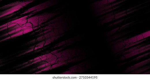 Black pink brush pattern car sticker, banner, sporty abstract lines, black pink color combination, grunge brush pattern. Vector ilustration