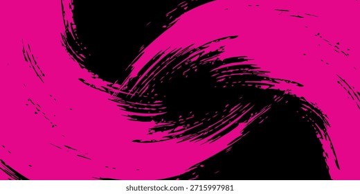 Etiqueta engomada del coche del modelo del cepillo negro y rosado, Anuncio deportivo, líneas abstractas, combinación de color negro y rosado, patrón del cepillo del grunge, diseño moderno de las carreras de automovilismo. eps 10