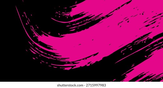 Etiqueta engomada del coche del modelo del cepillo negro y rosado, Anuncio deportivo, líneas abstractas, combinación de color negro y rosado, patrón del cepillo del grunge, diseño moderno de las carreras de automovilismo. eps 10