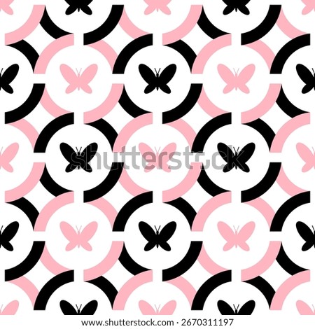 black and pink butterfly icon pattern. vector illustration