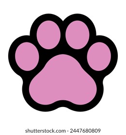 Black and Pink Cat Paw icon, logo, sticker vector illustration