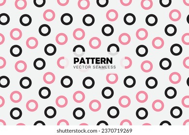 Black and pink circles round shapes seamless repeat vector pattern