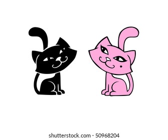 Black and pink cute kitties