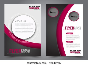 Black and pink flyer template design. Brochure abstract background for business, education, presentation, advertisement. Corporate identity style concept. Editable vector illustration.