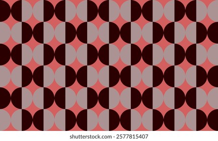 Black pink gray polka dots, half circle on black background for backdrop and wallpaper template. repeat seamless style design for fabric printing, square block