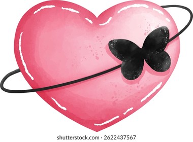 black pink heart, love symbol, Valentine day.